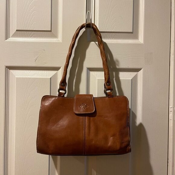 Vintage Patricia Nash leather tan medium shoulder bag brass hardwares. - Picture 1 of 15